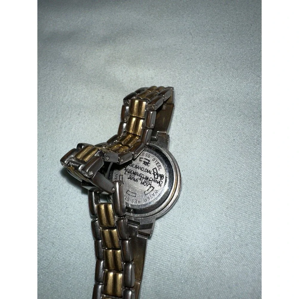 Vintage Louis Cardini Women’s Two-Tone Quartz Watch – Black Dial, Japan Move